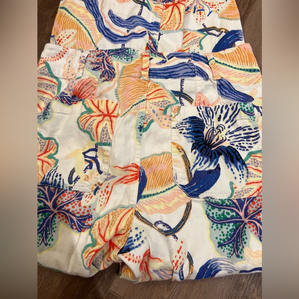 Anthropologie Cream Floral Wide-Leg Pants - Picture 5 of 5